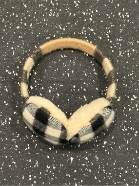 Burberry Plaid Earmuffs in Black & Cream